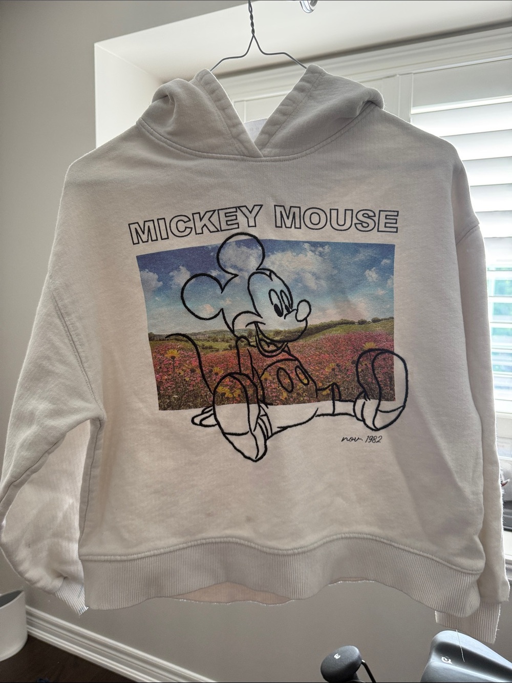 Zara Off-White Hoodie with Black Disney Tag